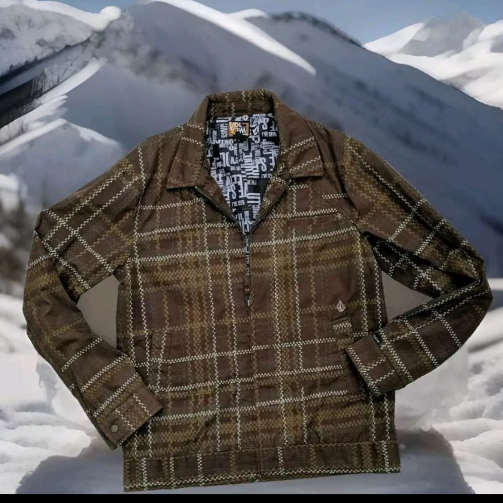 Volcom Womens M Jacket Brown Geometric Snow Ski Sp